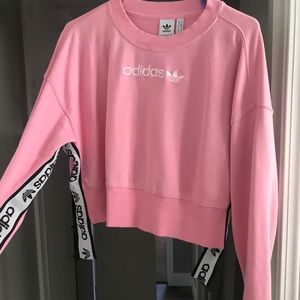 Adidas light pink crop sweater- Size S